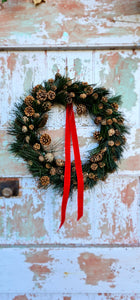 Preserved pine and mixed cone wreath large