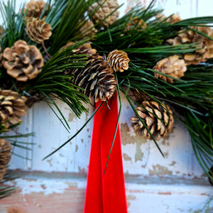 Preserved pine and mixed cone wreath medium