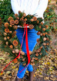 Preserved pine and mixed cone wreath large