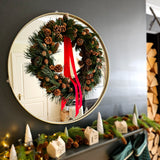 Preserved pine and mixed cone wreath large