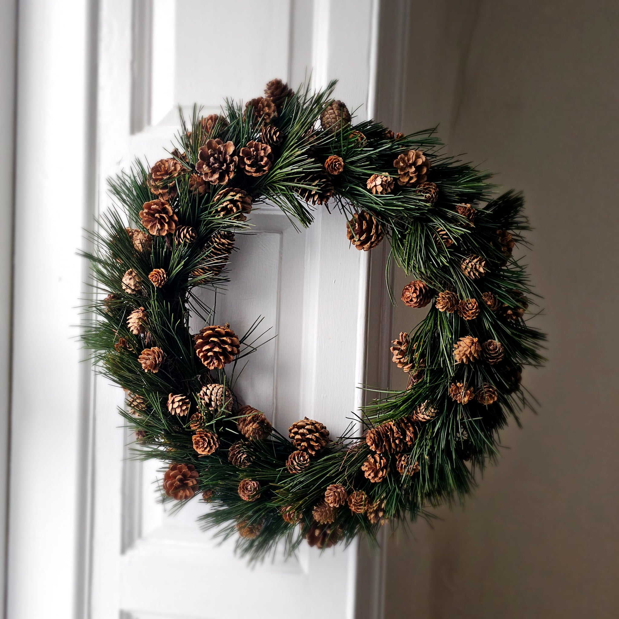 Preserved pine and mixed cone wreath medium