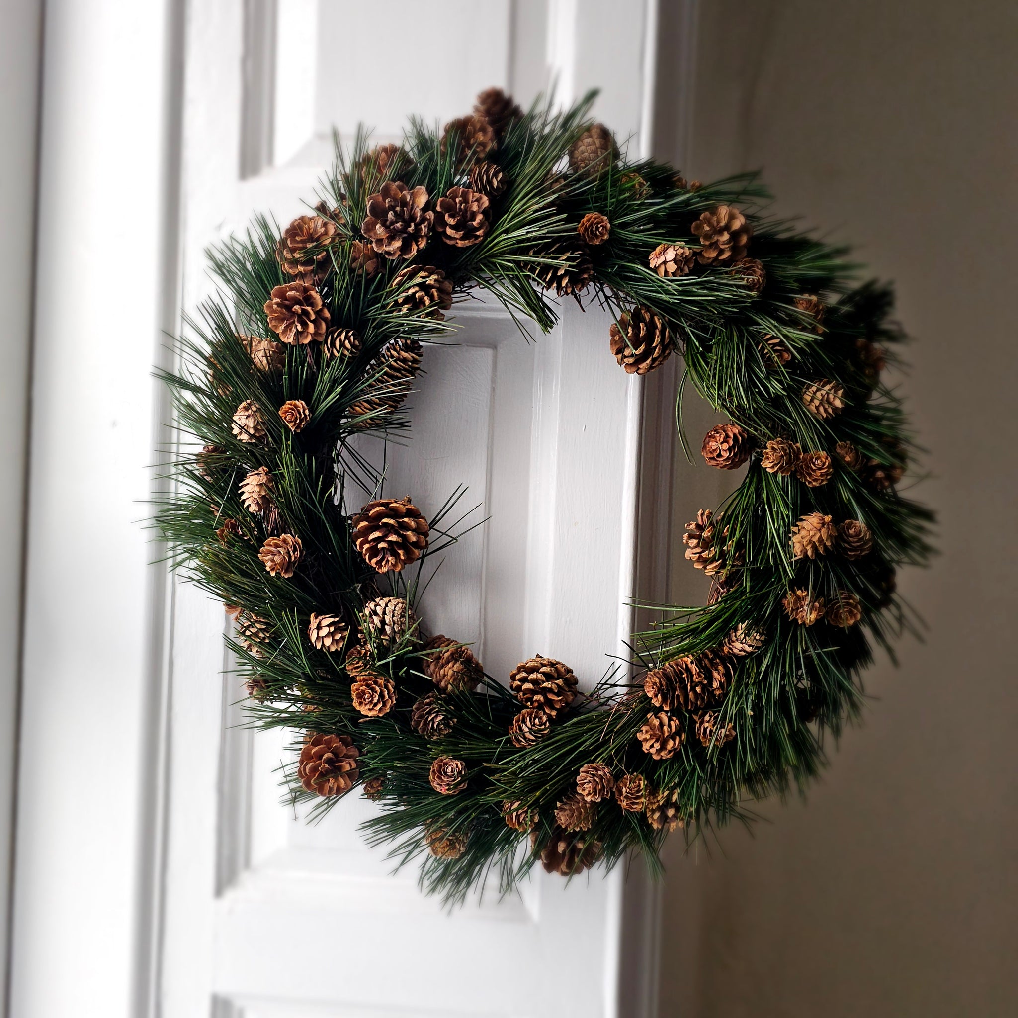 Preserved pine and mixed cone wreath large